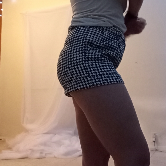 Large Houndstooth Pleated Dress Shorts business casual belt loops trouser Knit - Picture 10 of 13